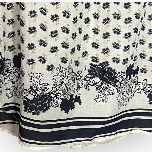 Ann Taylor Blue L Floral Babydoll Blouse Beach Boho Hippie Coastal Cowgirl Prep - Picture 5 of 11